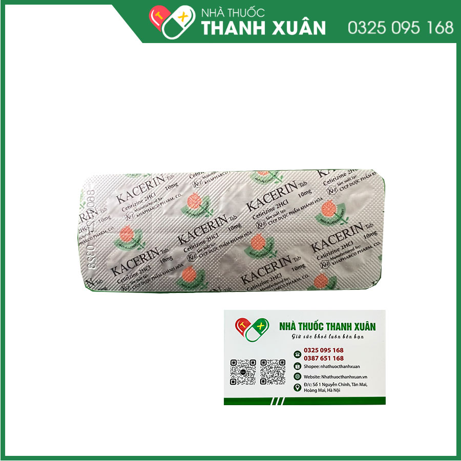 Kacerin điều trị dị ứng, mày đay và viêm mũi dị ứng